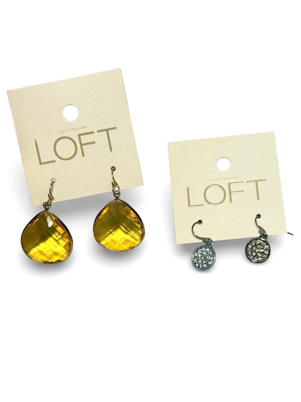 LOFT Earring Set Pavé Crystal Minimalist Discs NWT